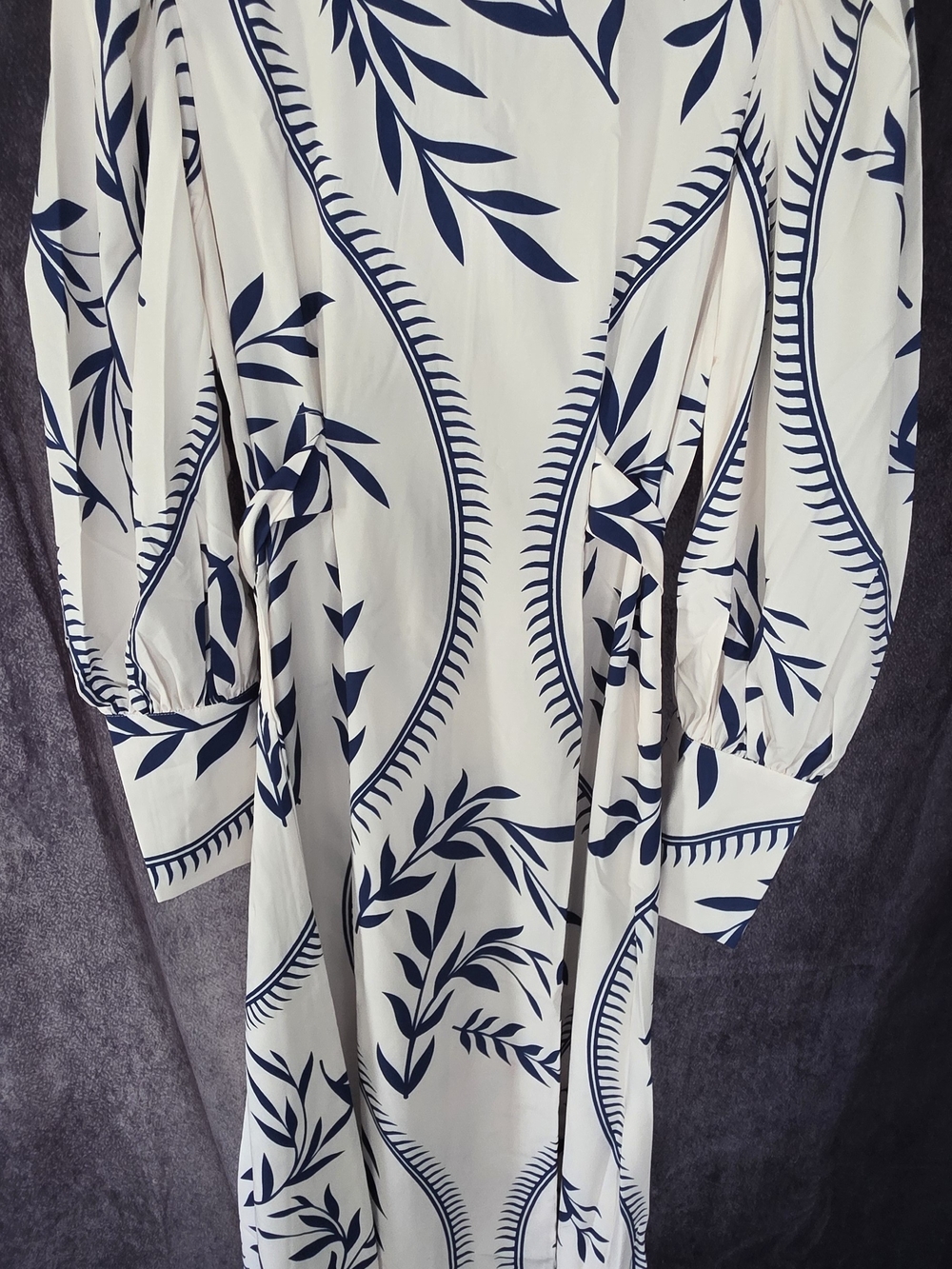 Women's White and Navy Floral Midi Dress